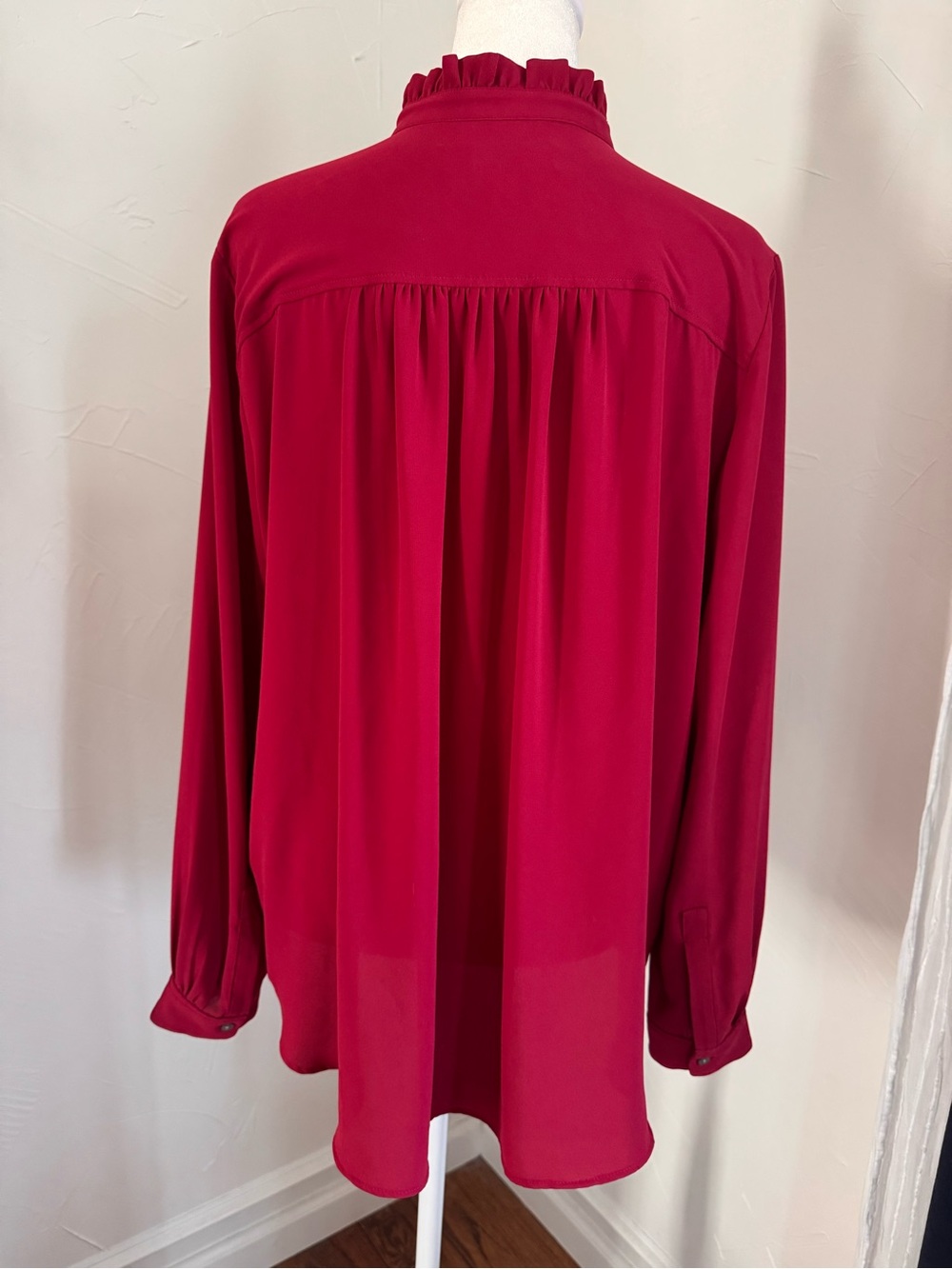 Cranberry Ruffle Front Blouse - Picture 2 of 4